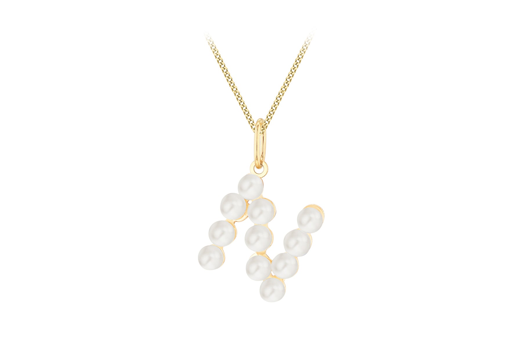 9ct Yellow Gold Fresh Water Pearls Initial Pendant