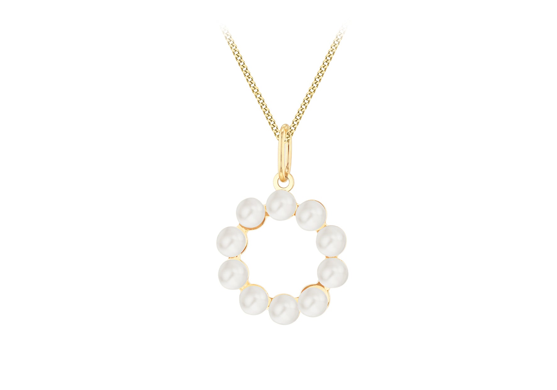 9ct Yellow Gold Fresh Water Pearls Initial Pendant