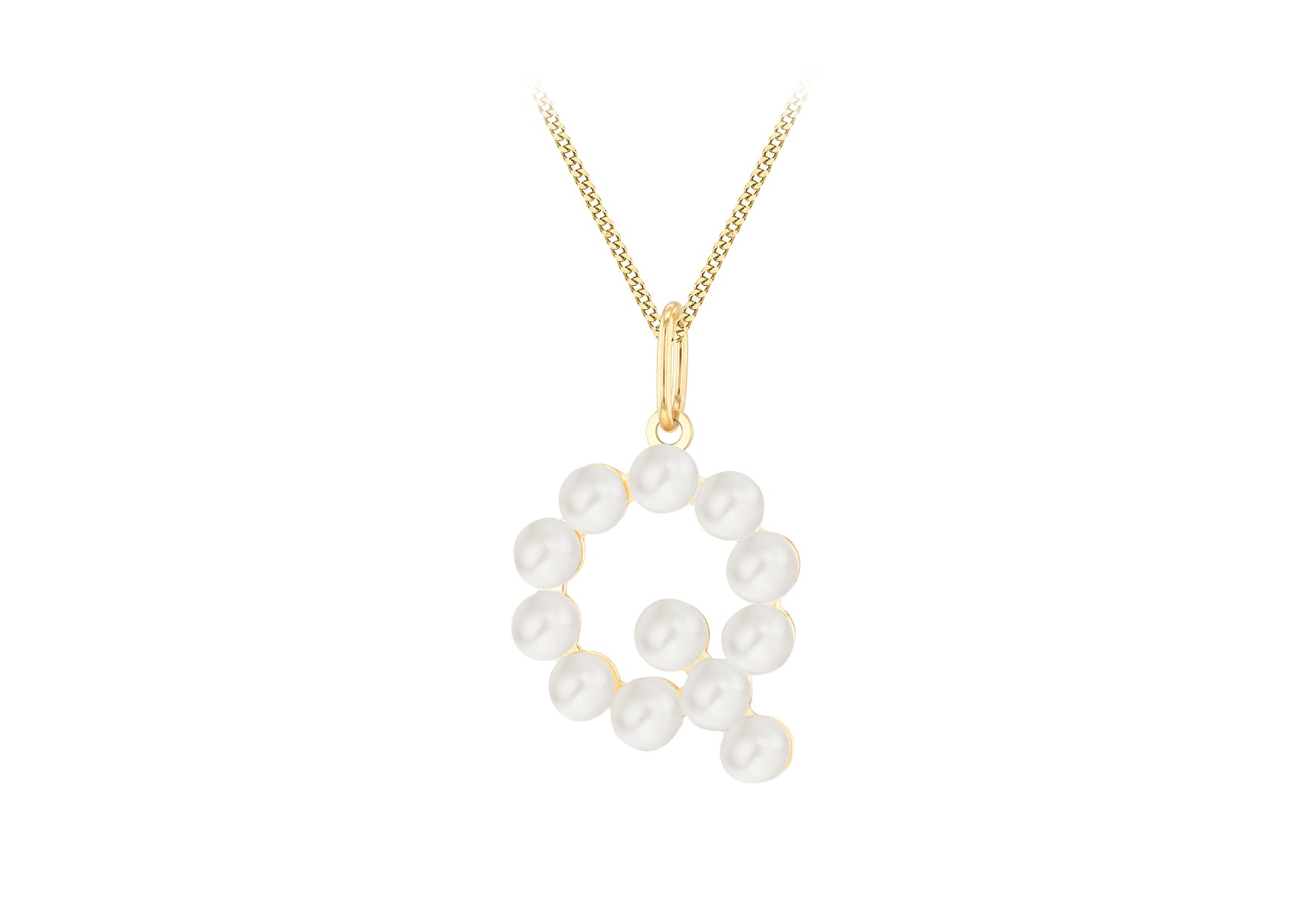 9ct Yellow Gold Fresh Water Pearls Initial Pendant