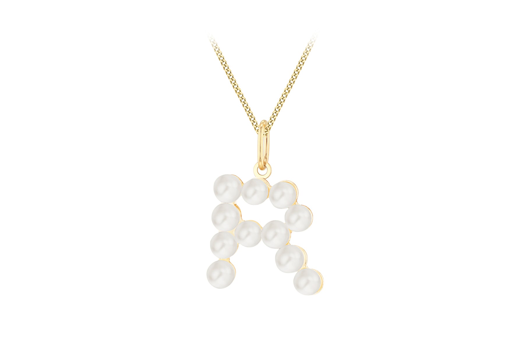 9ct Yellow Gold Fresh Water Pearls Initial Pendant