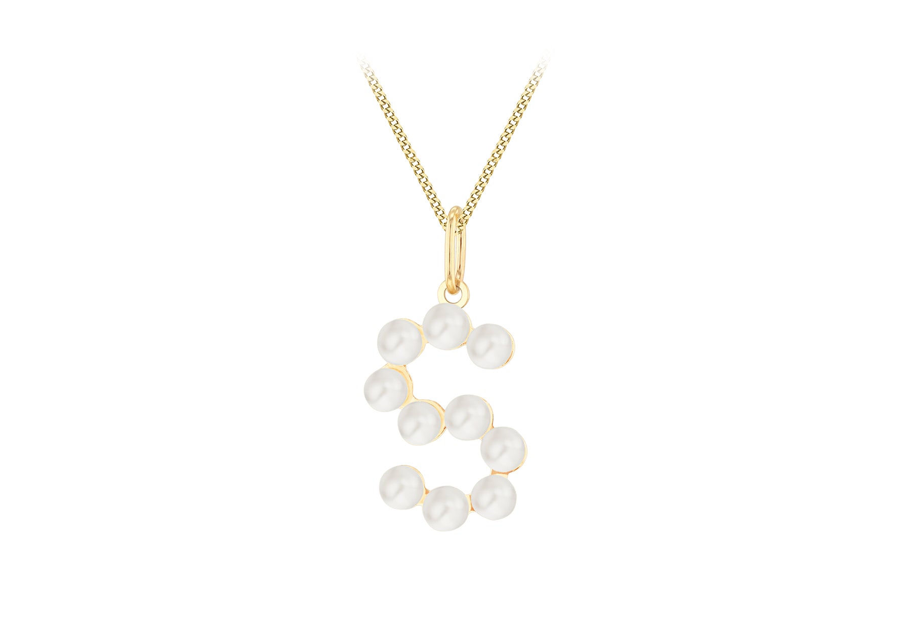 9ct Yellow Gold Fresh Water Pearls Initial Pendant
