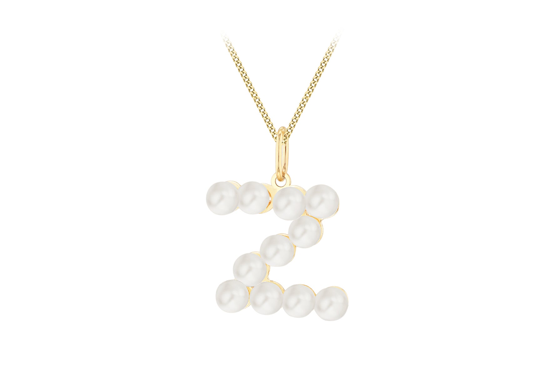 9ct Yellow Gold Fresh Water Pearls Initial Pendant