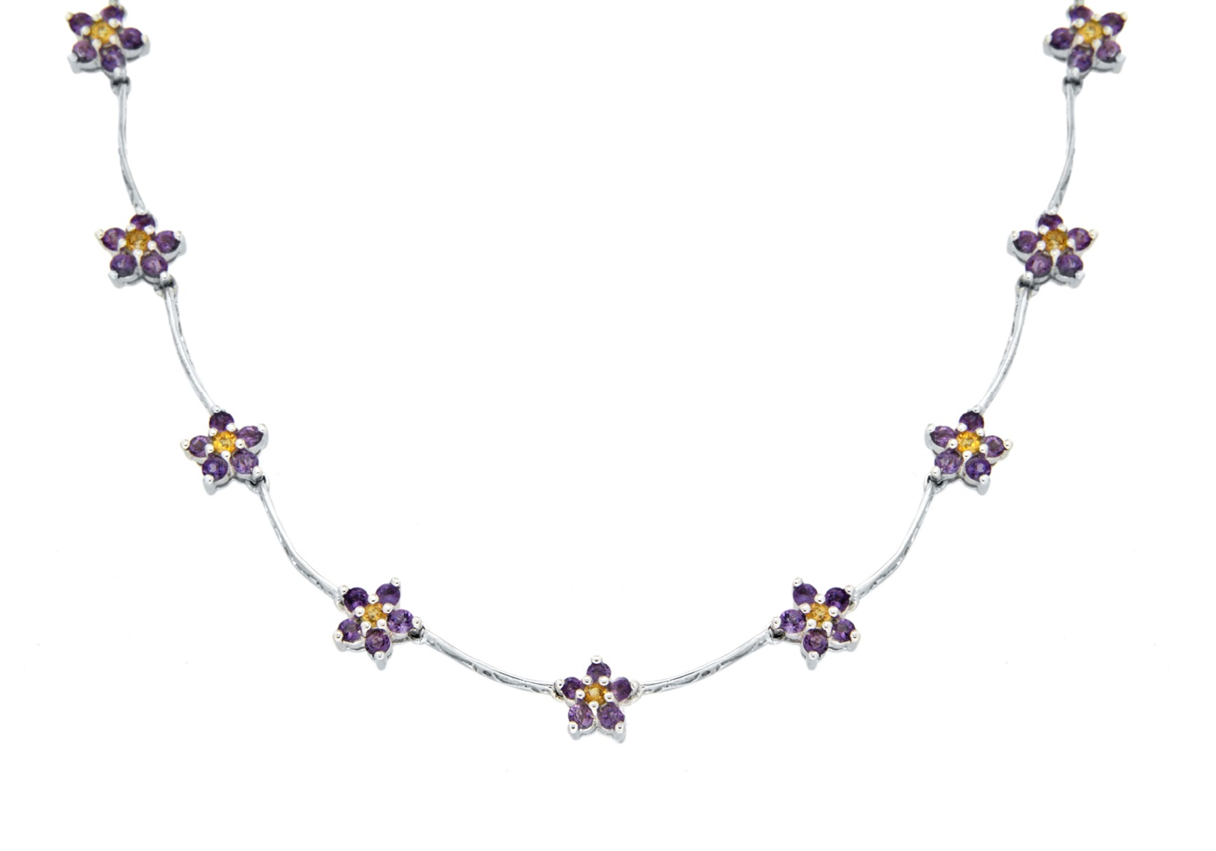 9ct White Gold Amethyst and Necklet 41m/16"9