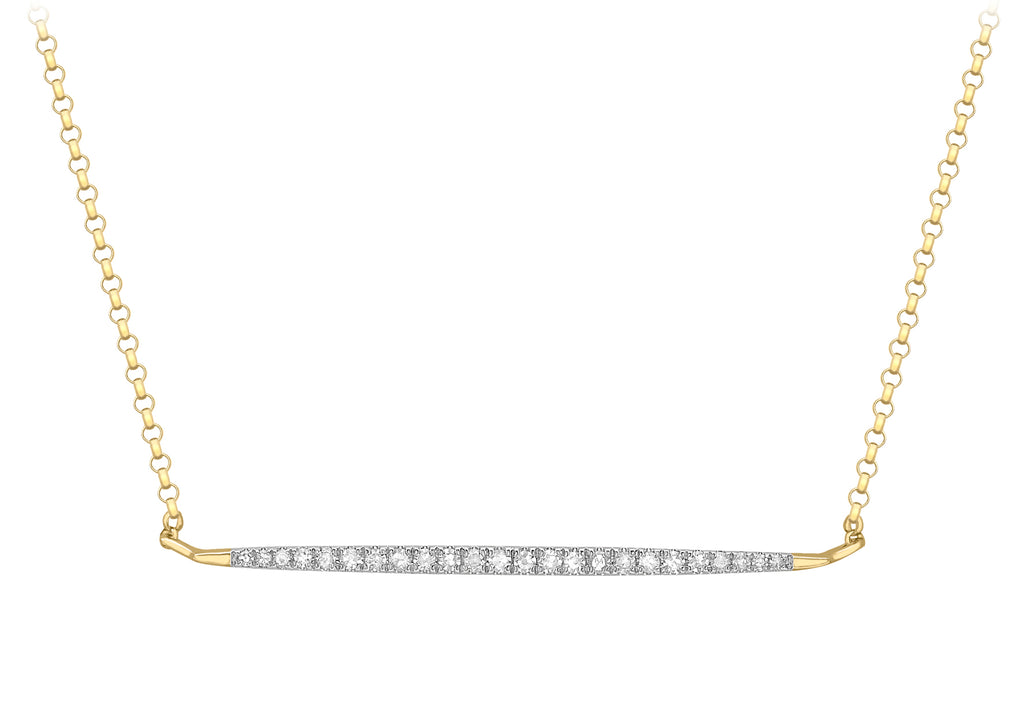 9ct Yellow Gold 0.15t Diamond Bar Adjustable Necklet 41m/16"-46m/18"9