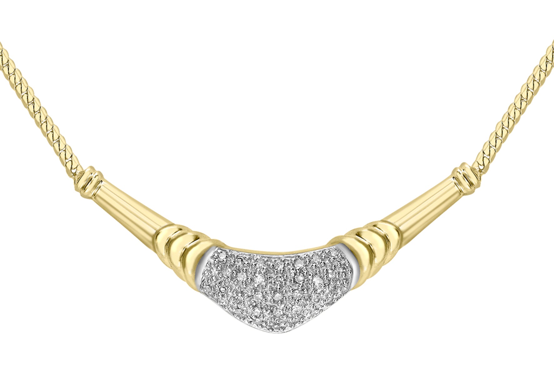 9ct Yellow Gold 0.18ct Pave Set Diamond Necklet9