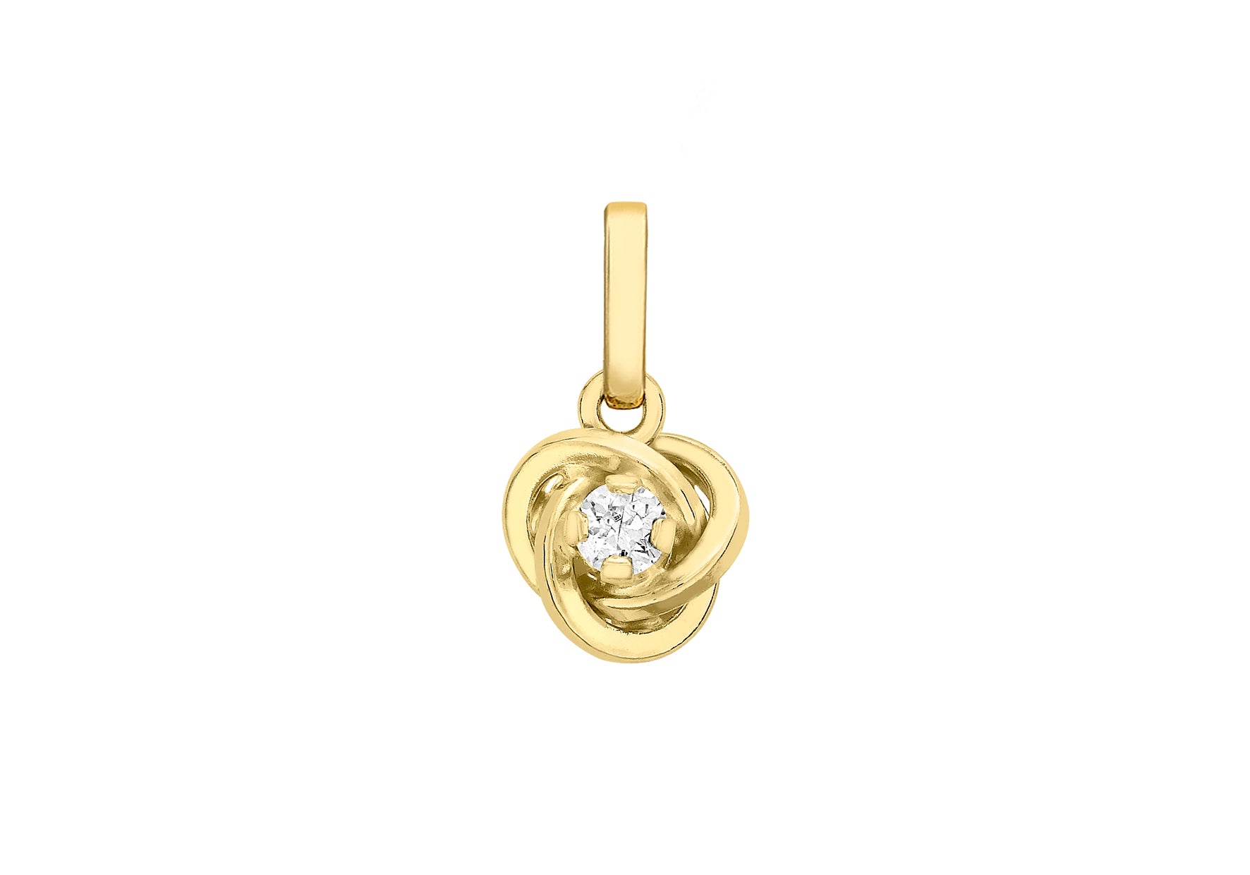 9ct Yellow Gold Zirconia 7mm x 12mm Swirl Pendant