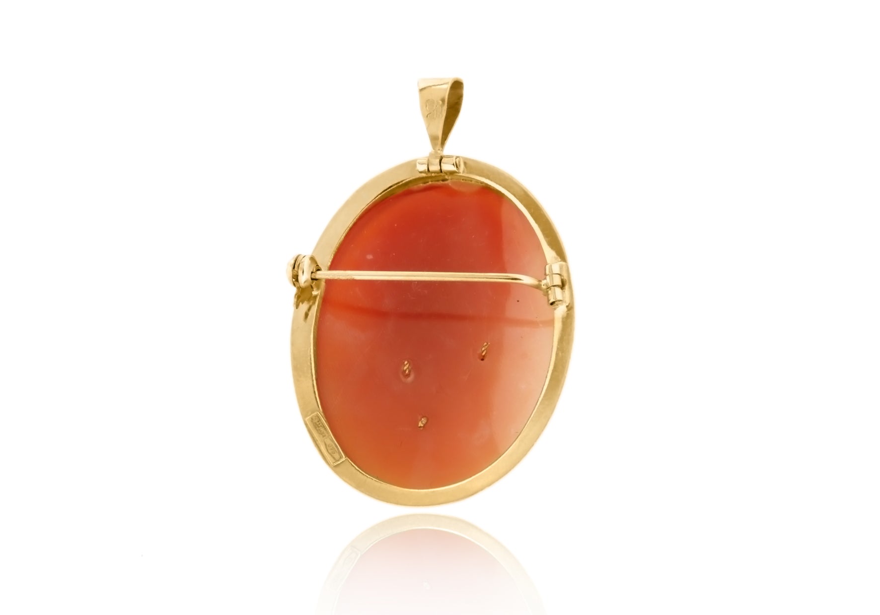 9ct Yellow Gold 0.01ct Diamond Cameo Pendant & Brooch