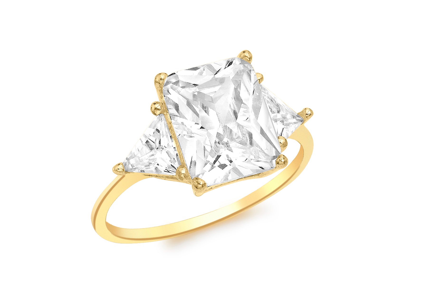 9ct Yellow Gold Rectangular and Triangular Zirconia Ring