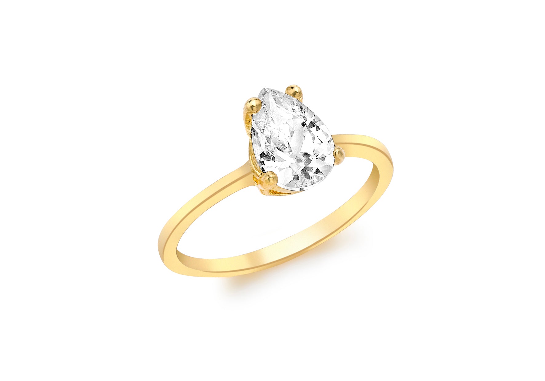 9ct Yellow Gold Zirconia Teardrop Ring