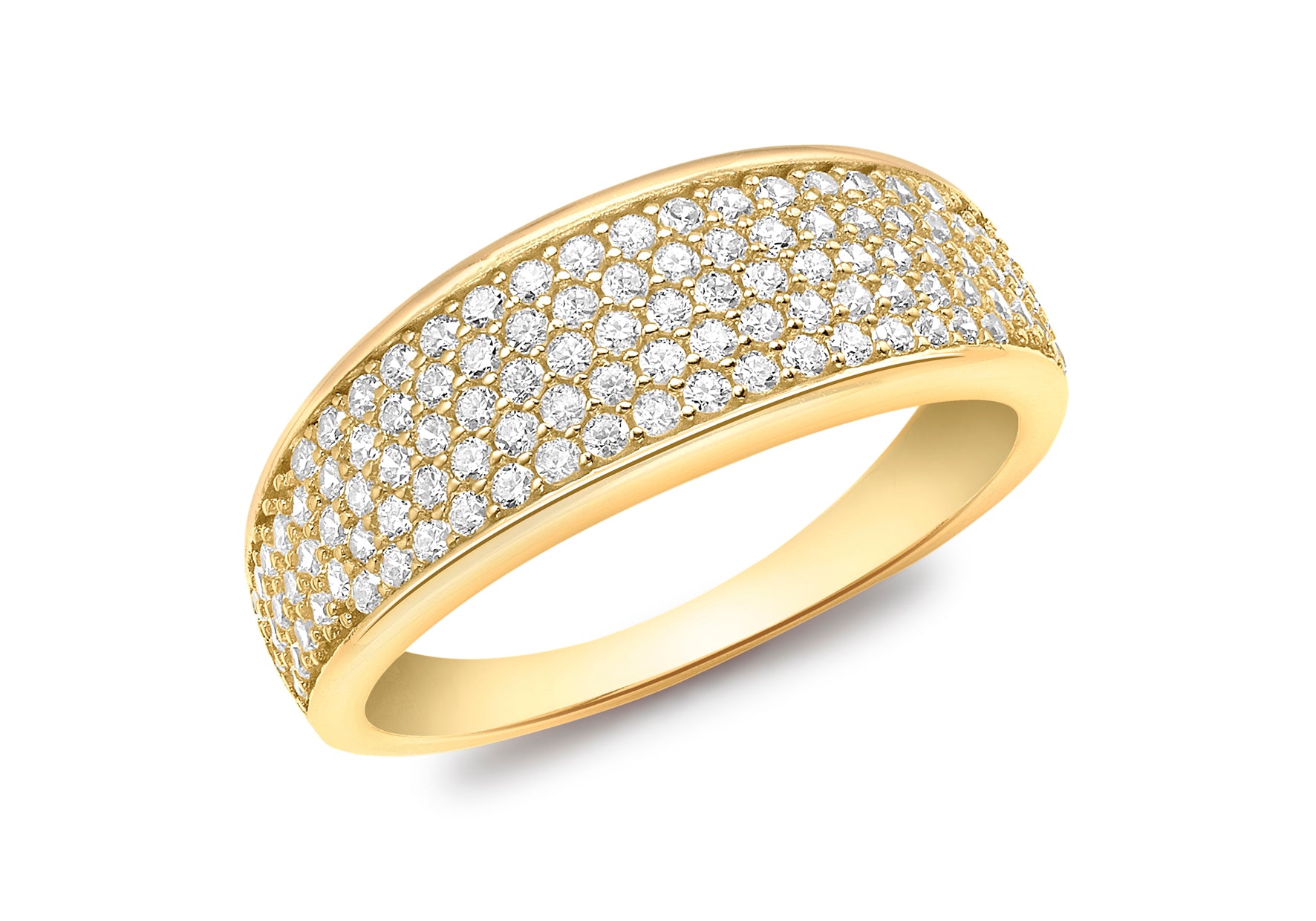 9ct Yellow Gold Zirconia Pave Set Tapered Ring