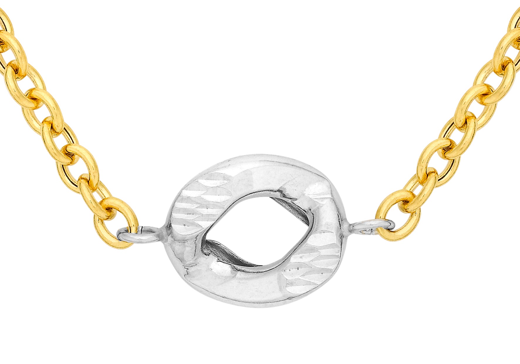 9ct 2-Colour Gold Diamond Cut Curb Belcher Chain 46m/18"9
