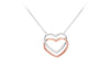 9ct Two-Tone Gold Double Heart Interlinked Necklace
