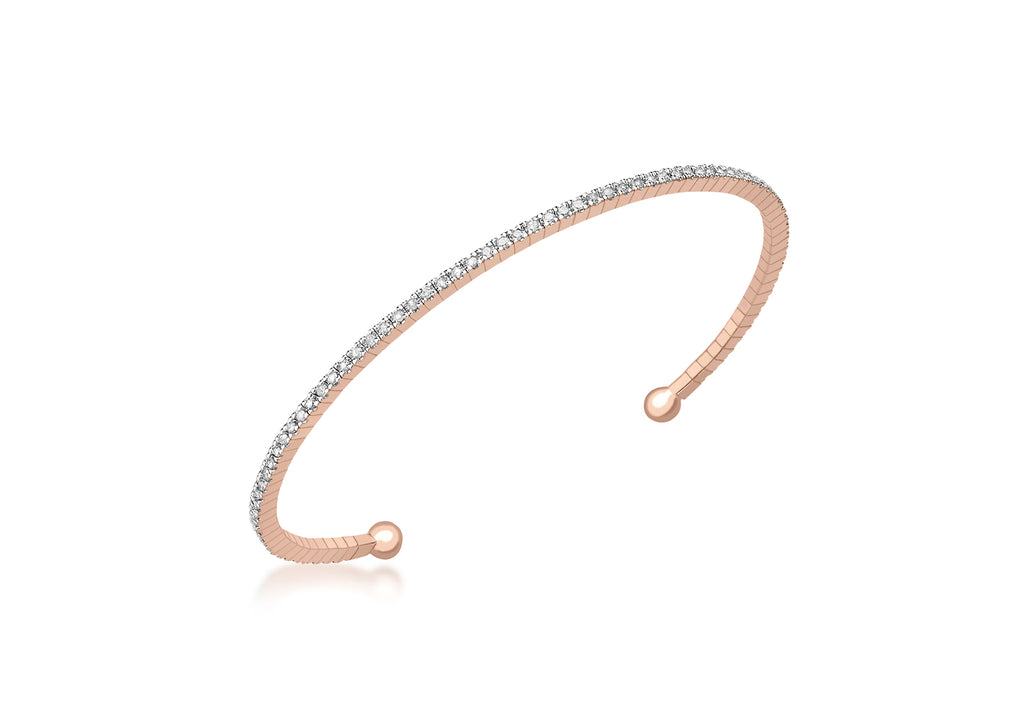 9ct Rose Gold 0.50ct Diamond Flexible Torque Bangle