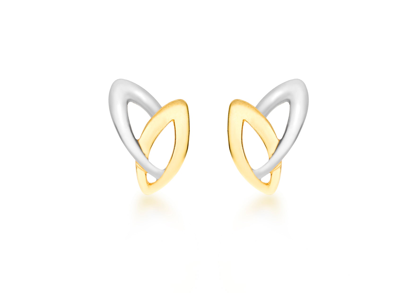 9ct 2-Colour Gold Double Marquise Stud Earrings