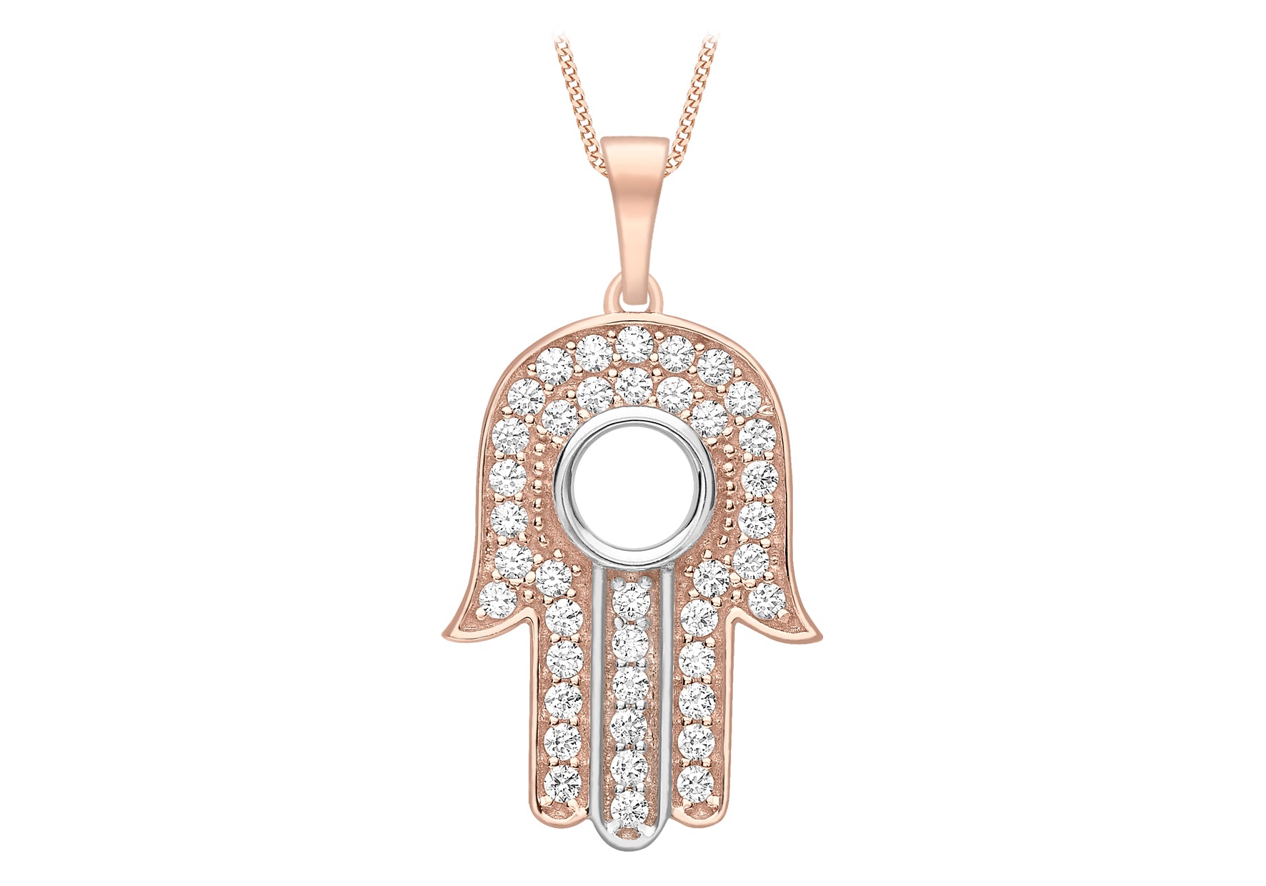 9ct 2-Tone Gold Zirconia Hamsa Pendant