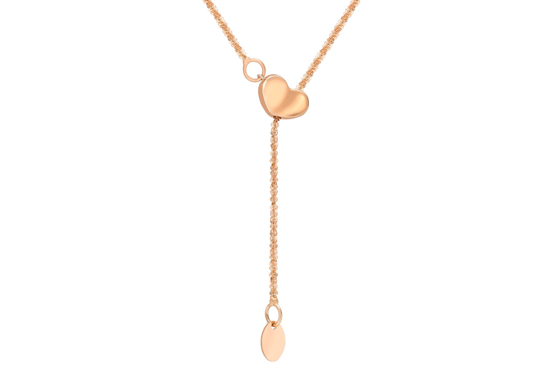 9ct Rose Gold Heart Slider Toscalle Chain Necklet