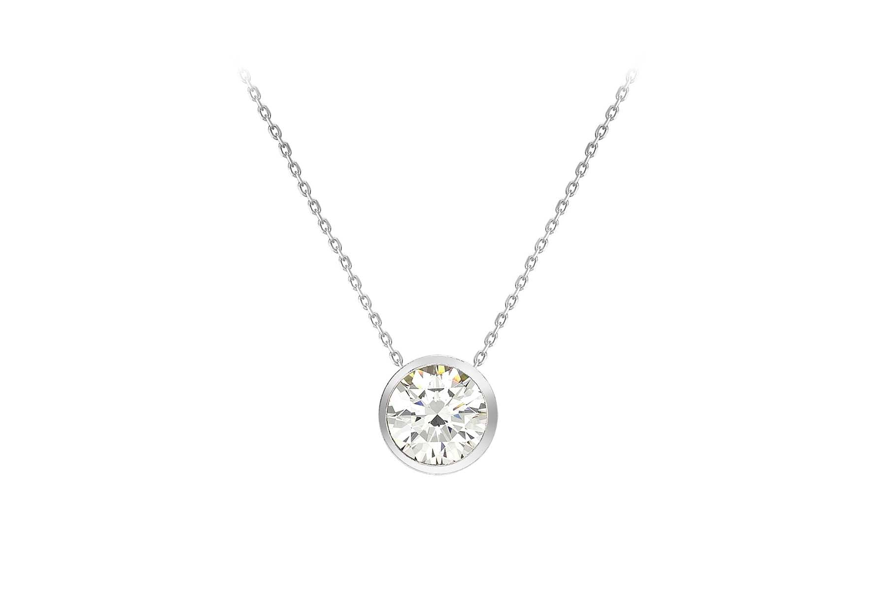 9ct White Gold Zirconia 6.7mm Slider Adjustable Necklace 41m/16"-46m/18"9