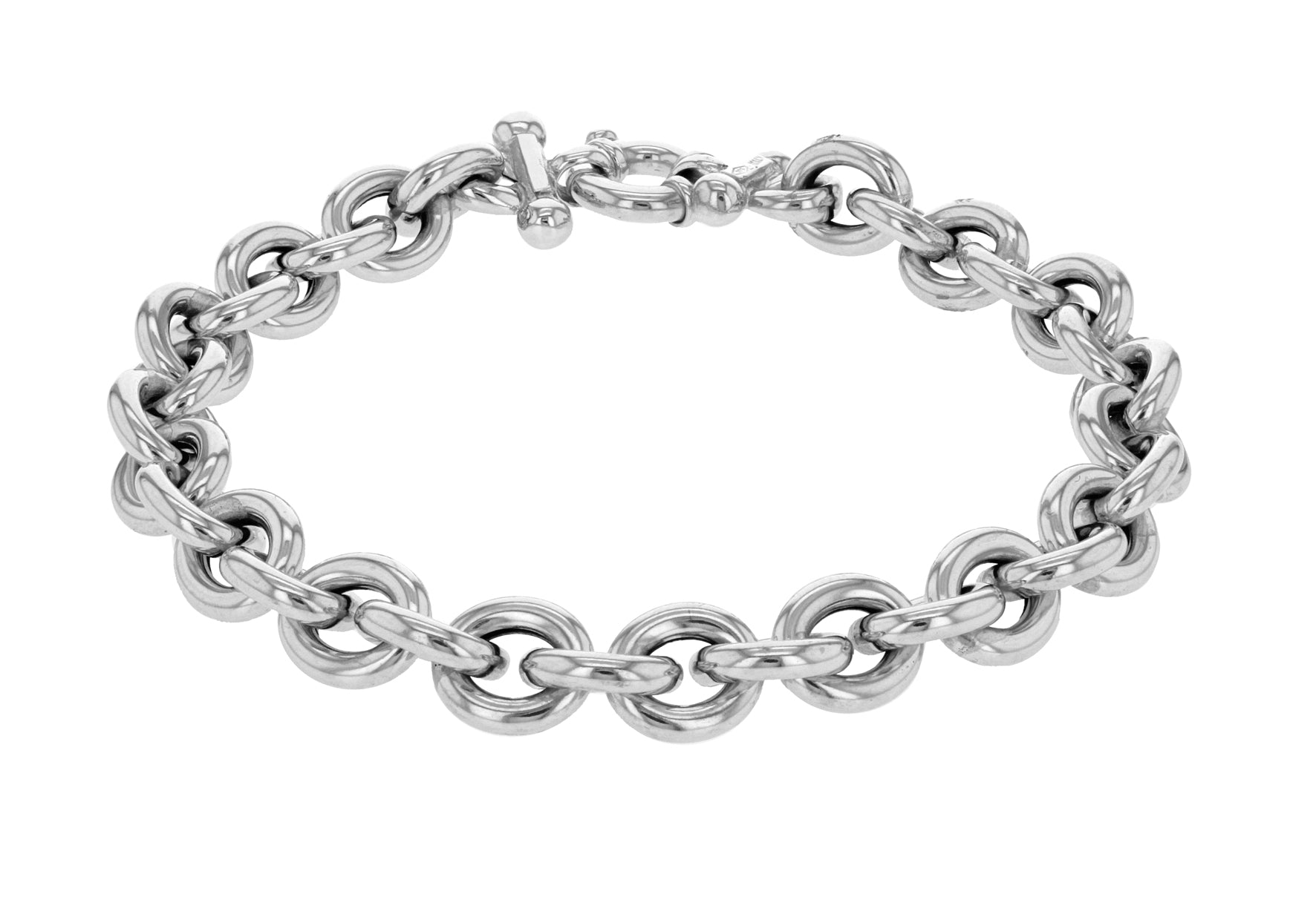 9ct White Gold Round Belcher Bracelet