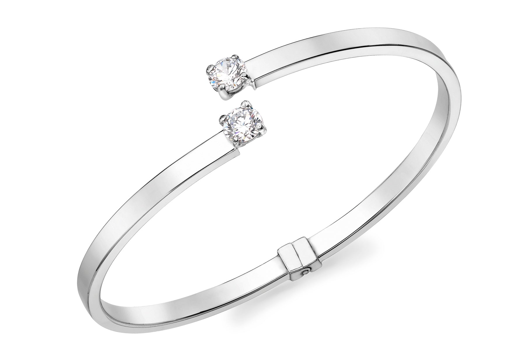9ct White Gold Zirconia Crossover Bangle