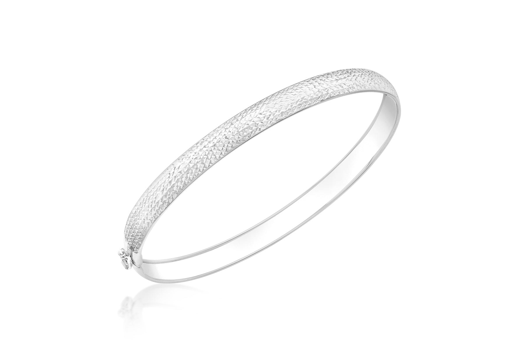 9ct White Gold Diamond Cut Flexible Bangle