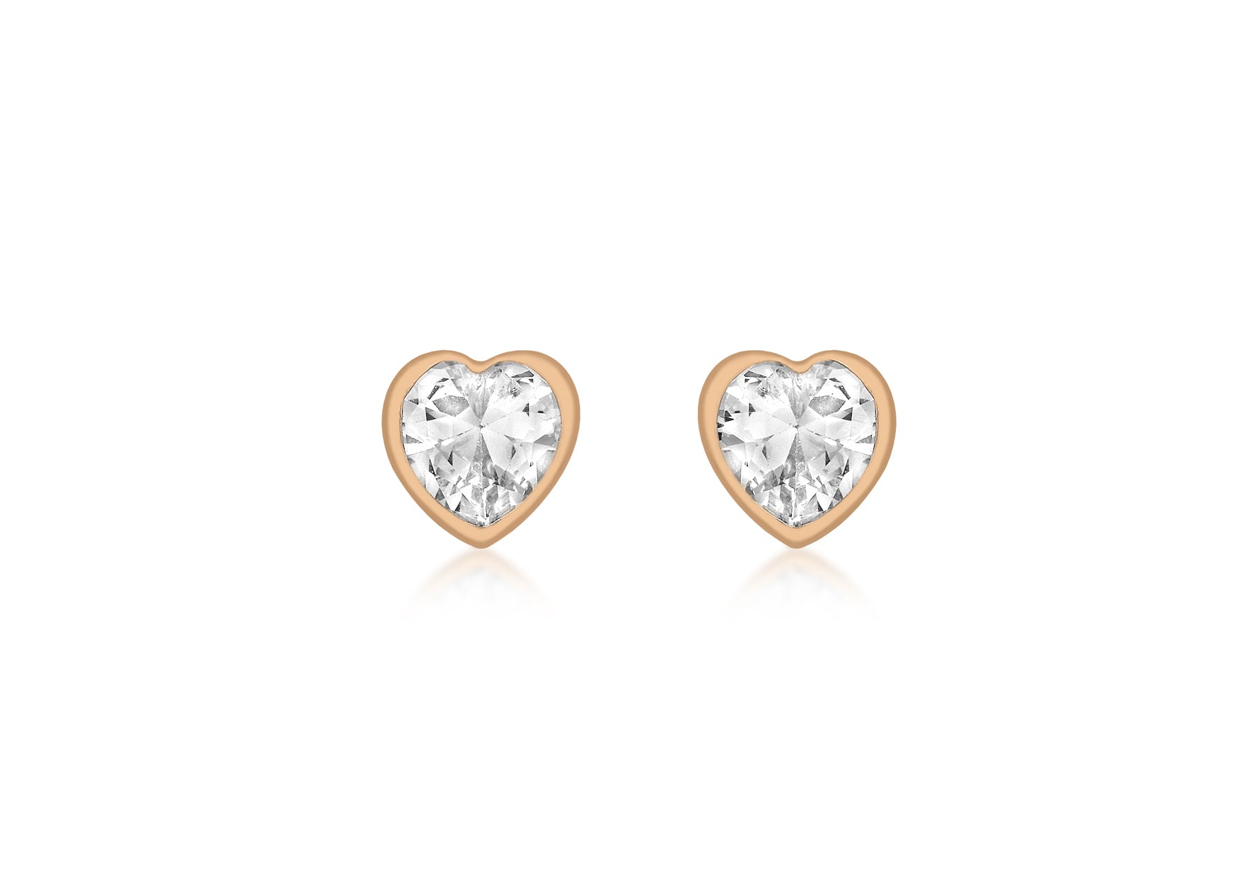 9ct Rose Gold Zirconia 5mm x 5mm Heart Stud Earrings