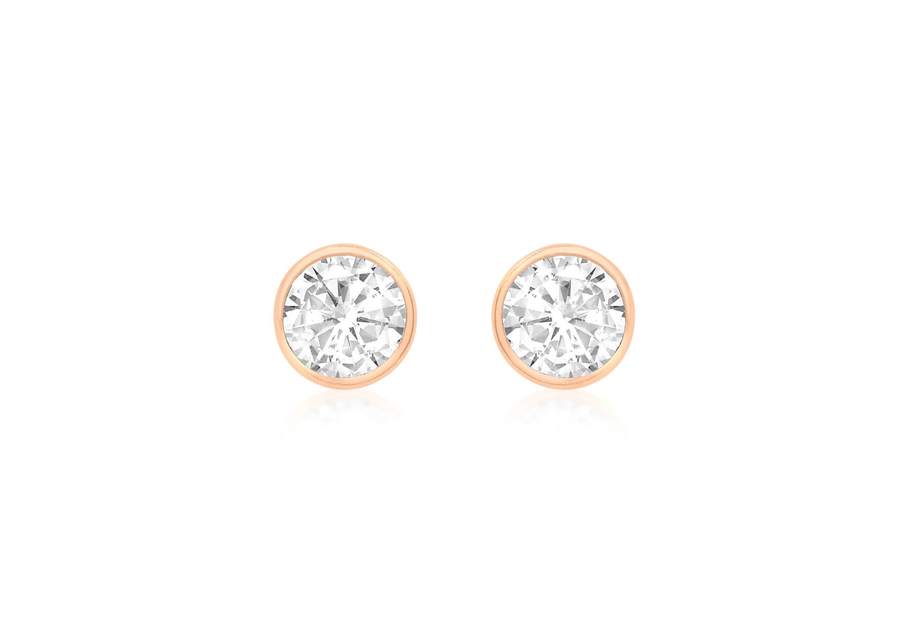 9ct Rose Gold Rubover Zirconia 4.2mm Stud Earrings