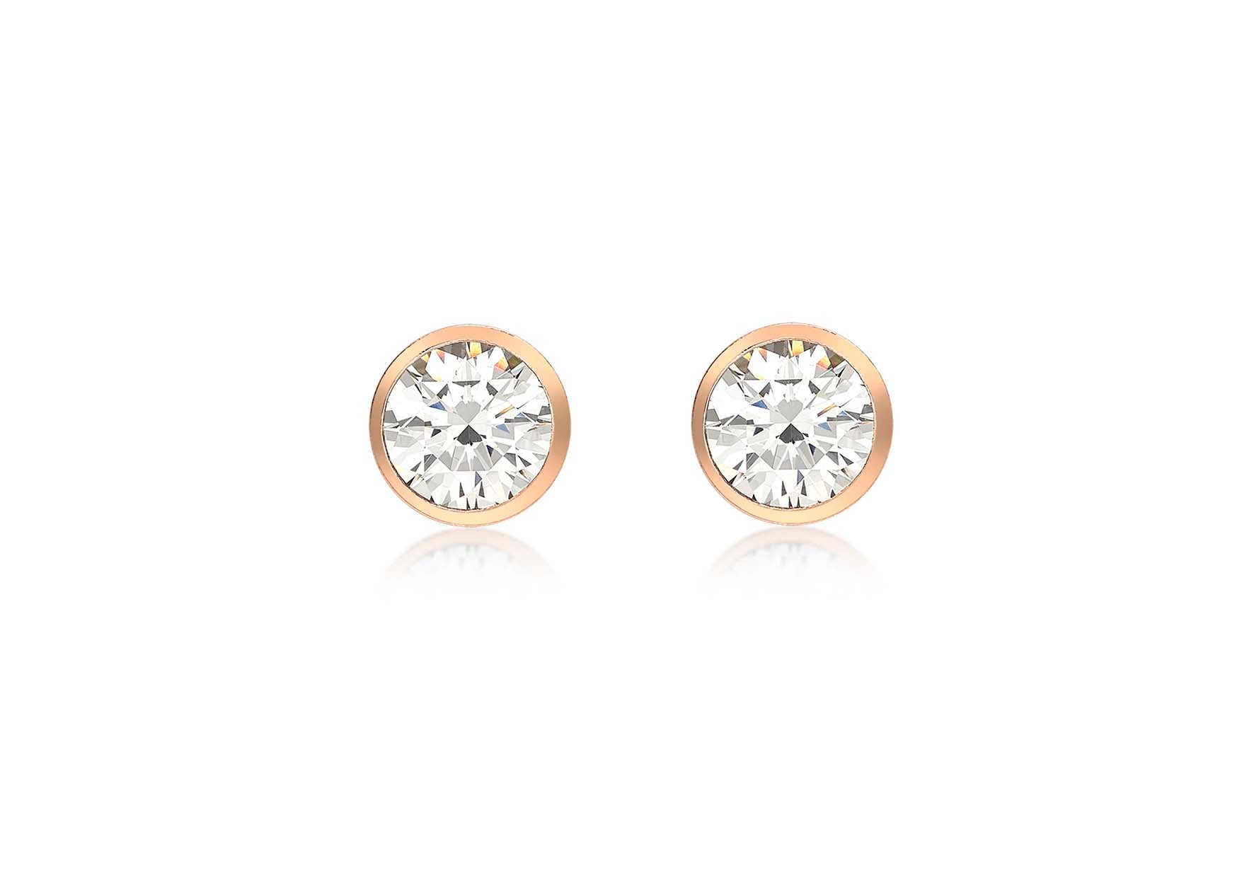9ct Rose Gold Zirconia Rubover Set 5.8mm Stud Earrings