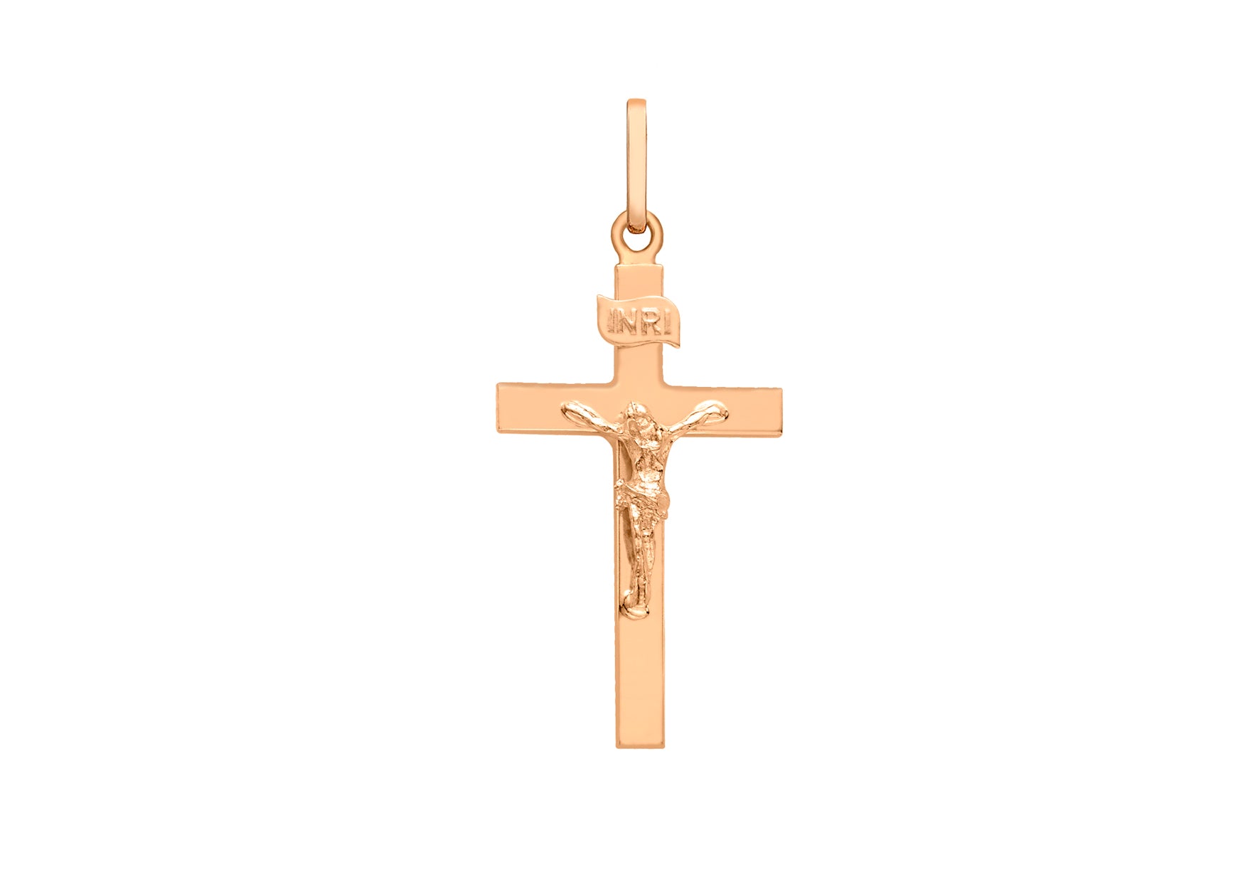 9ct Rose Gold Polished Crucifix Pendant