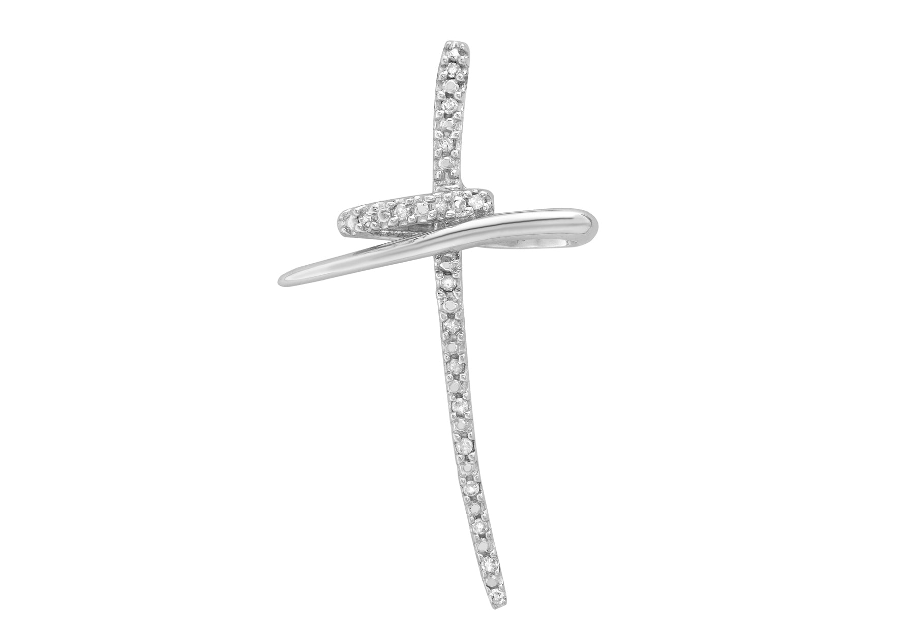 9ct White Gold 0.10ct Diamond Cross Pendant