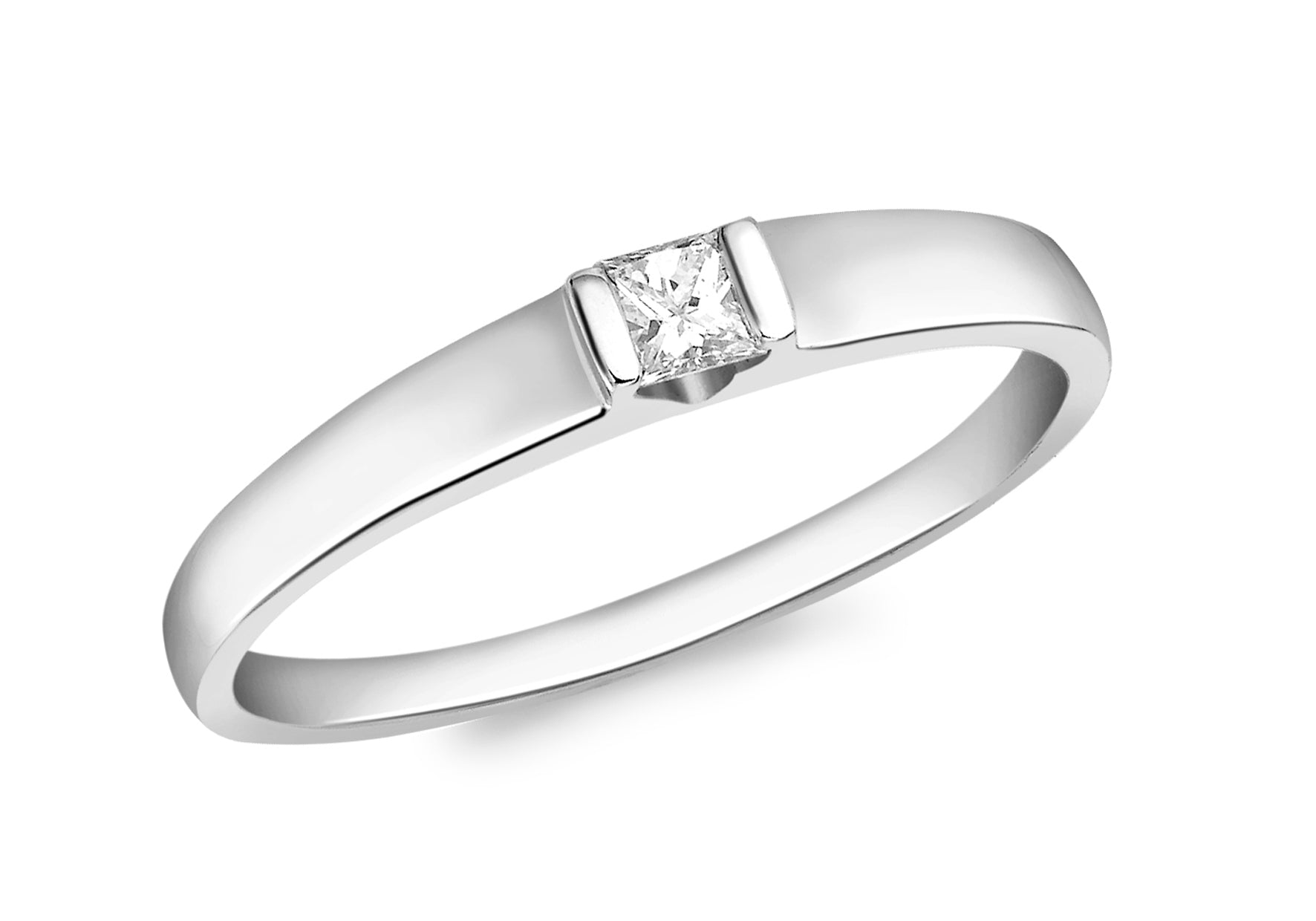 18ct White Gold 0.15ct Princess Cut Diamond Tension Set Solitaire Ring