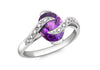 Diamond and Oval Amethyst Ring 18ct White Gold