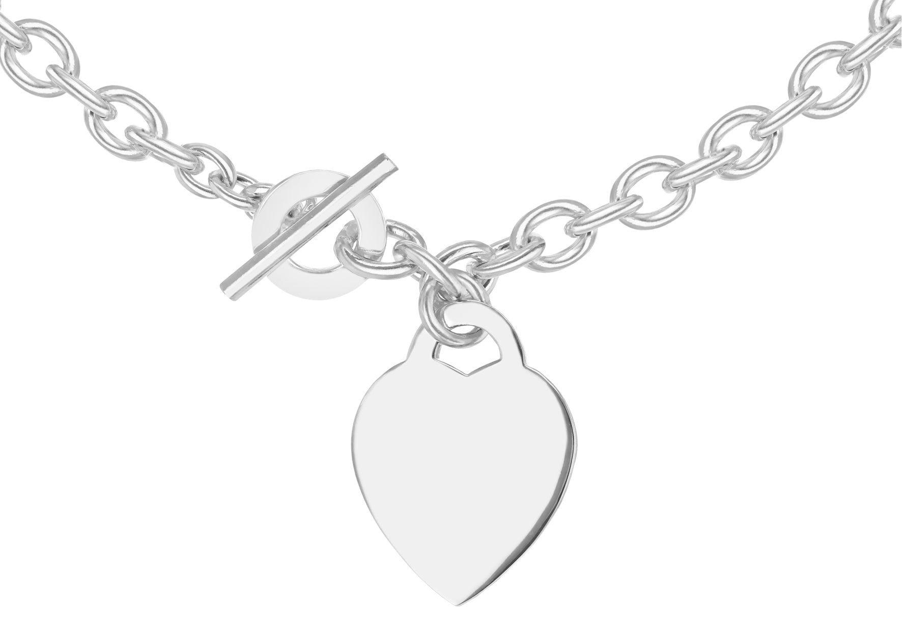 Sterling Silver Heart Tag T-Bar Belcher Chain 41m/16"9