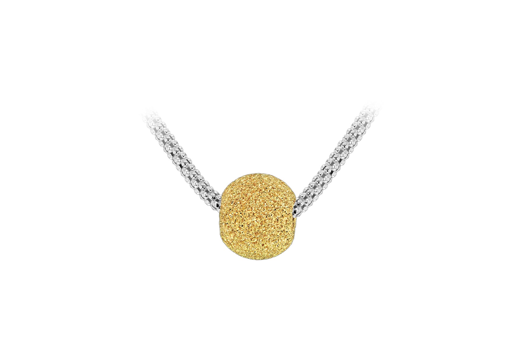 Sterling Silver Gold Plated Textured Ball Poporn Chain Necklace 46m/18"9