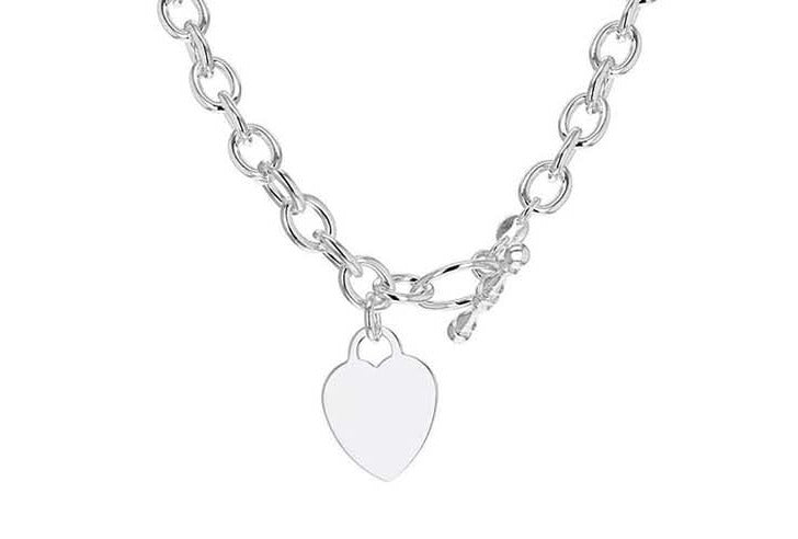 SILVER OVAL BEL/HRT T BAR 18"9