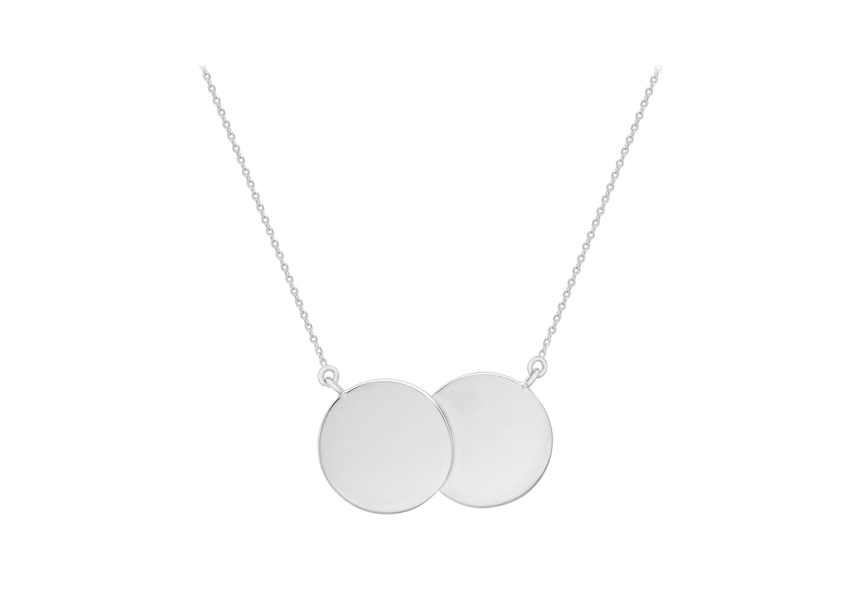 Sterling Silver 24mm x 15mm Double-Disc Adjustable Necklace 41m/16"-43m/17"9