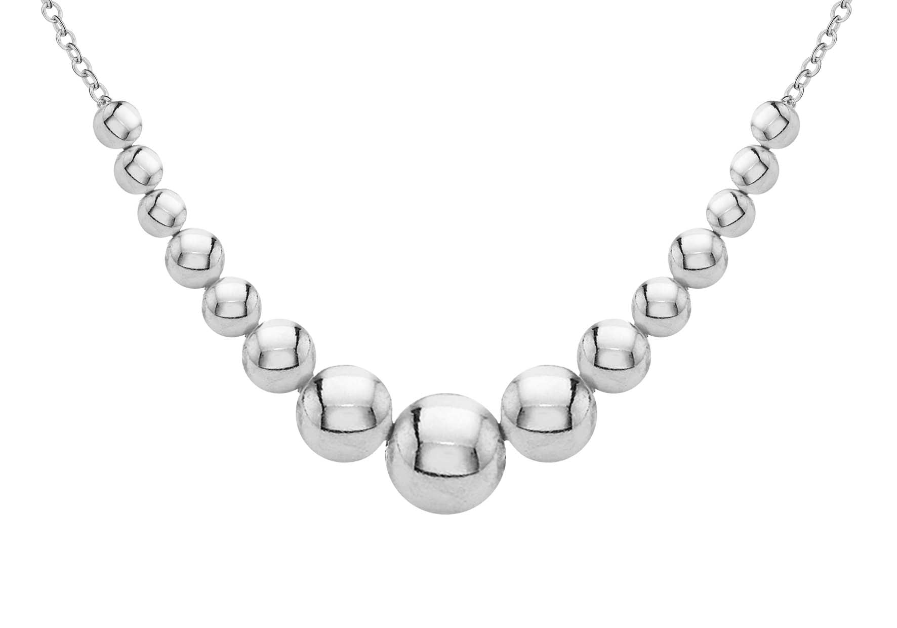 Sterling Silver Graduated Ball Necklace 46m/18"9