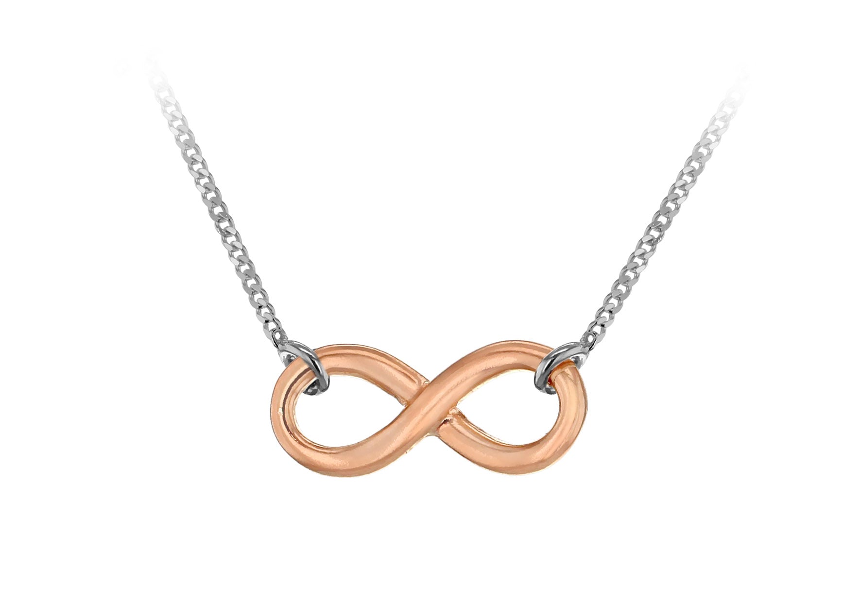 Sterling Silver Rose Gold Plated Infinity Necklace 46m/18"9
