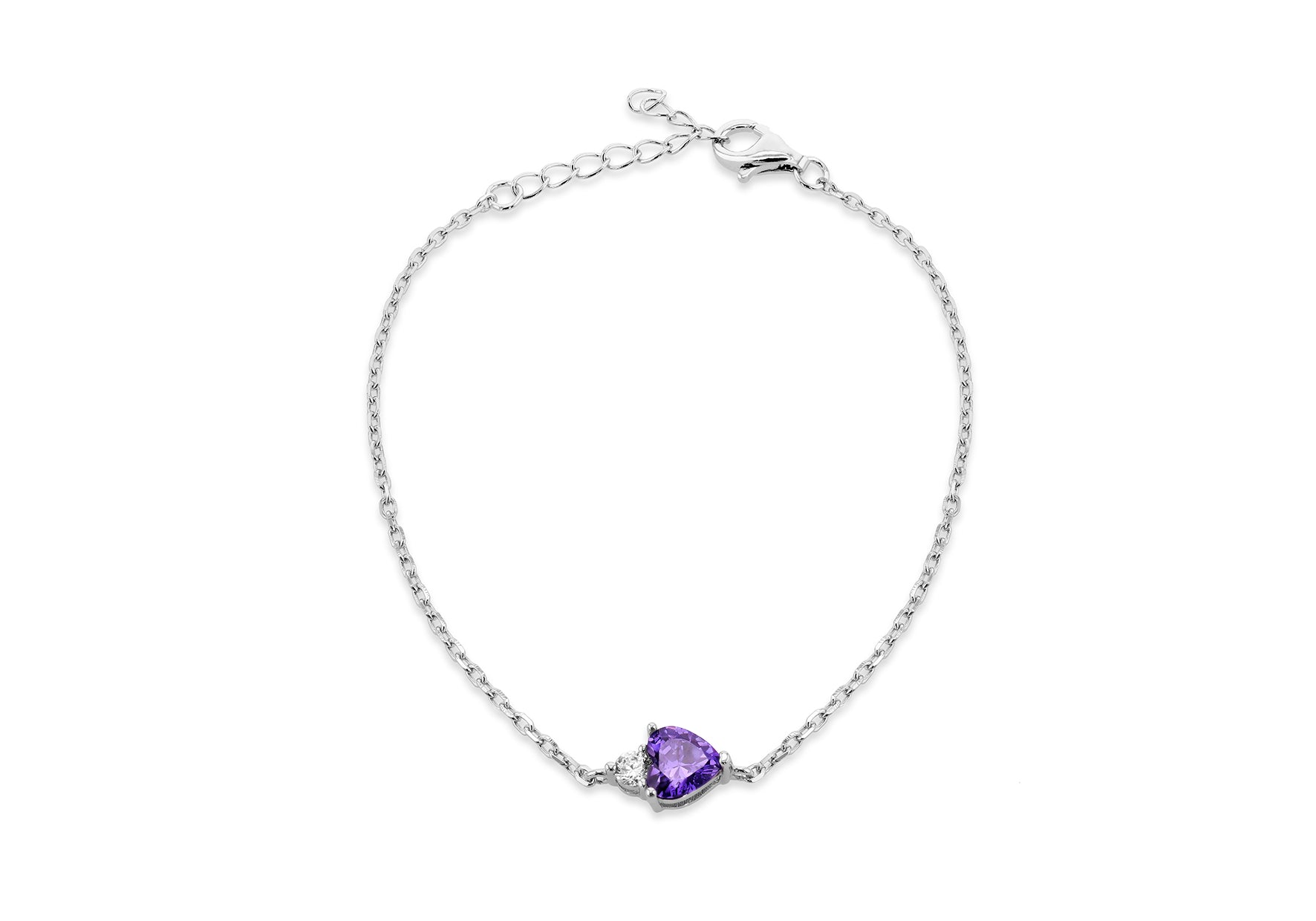 Sterling Silver Heart Light Blue Zirconia Bracelet