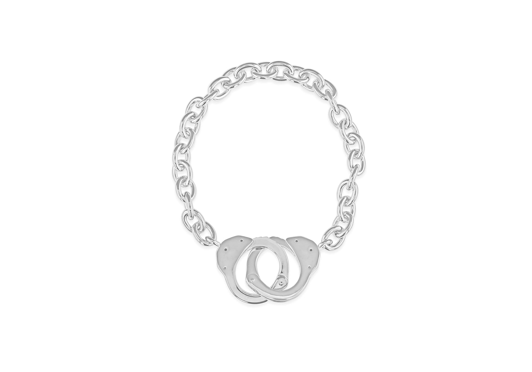 Sterling Silver Zirconia  20mm Handuffs Belcher  Bracelet 19m/7.5"9