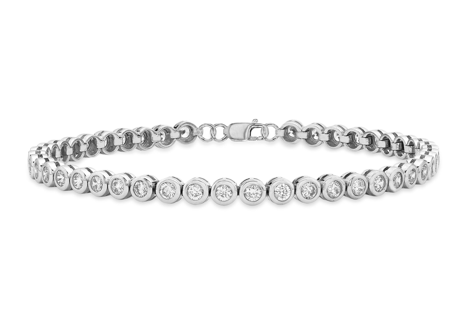 Sterling Silver Zirconia 4mm Tennis Bracelet 17.5m/6.9"9