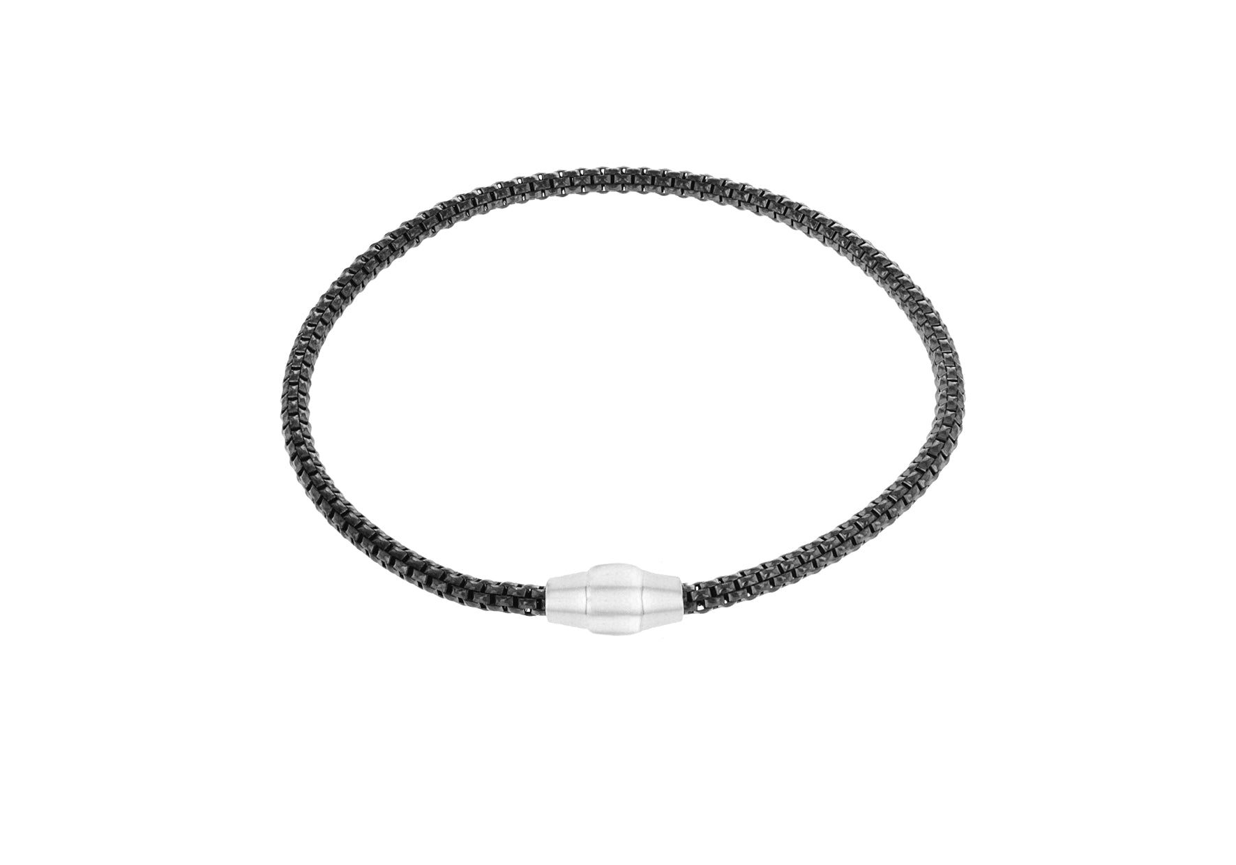 Sterling Silver Black RCuthenium Plated 3mm Magnetic Bracelet 19m/7.5"9