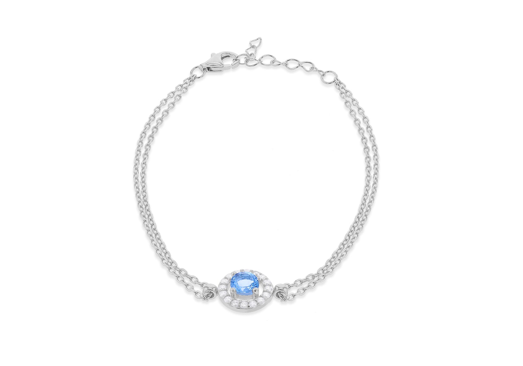 Sterling Silver Amethyst and Zirconia Halo Bracelet