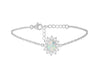 Sterling Silver Opal & White Zirconia Flower Cluster Bracelet