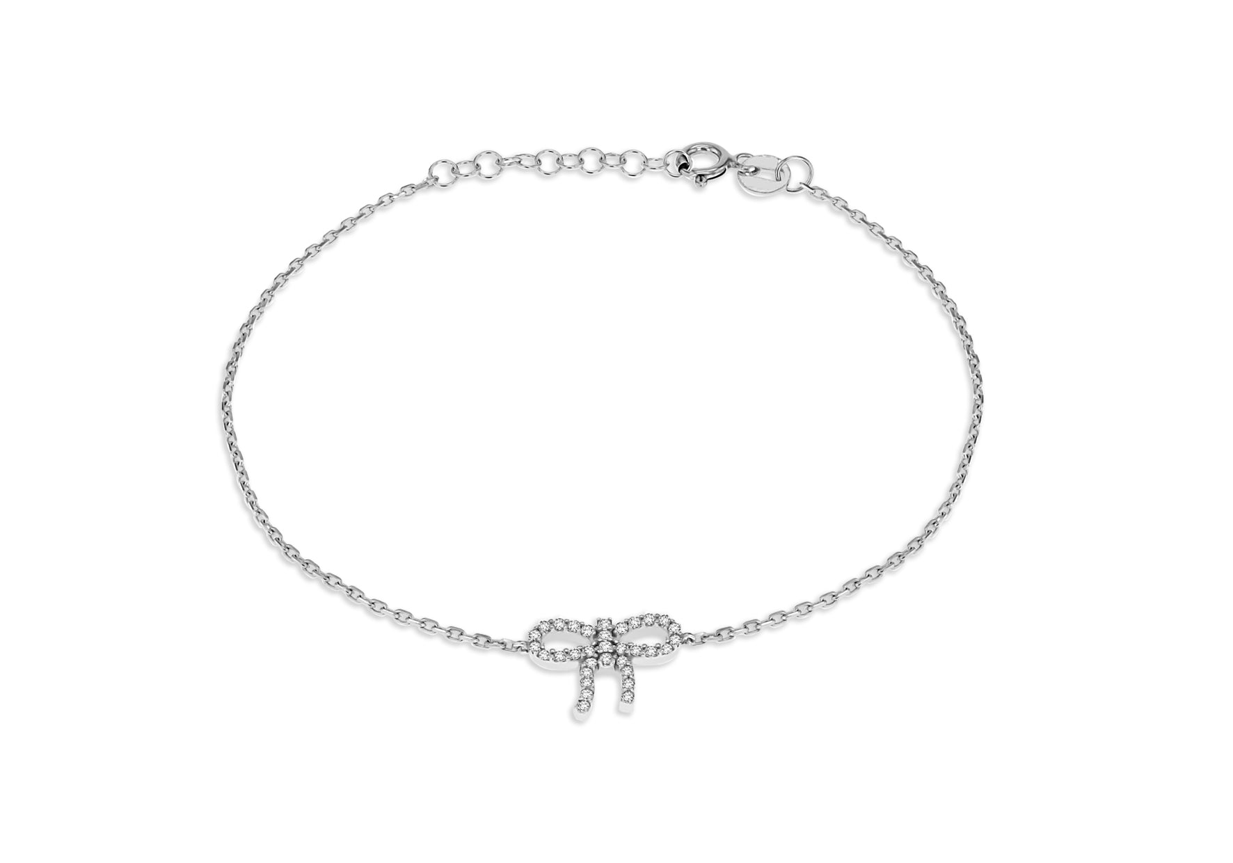 Sterling Silver Rhodium Plated Zirconia Ribbon Bracelet 19m/7.5"9