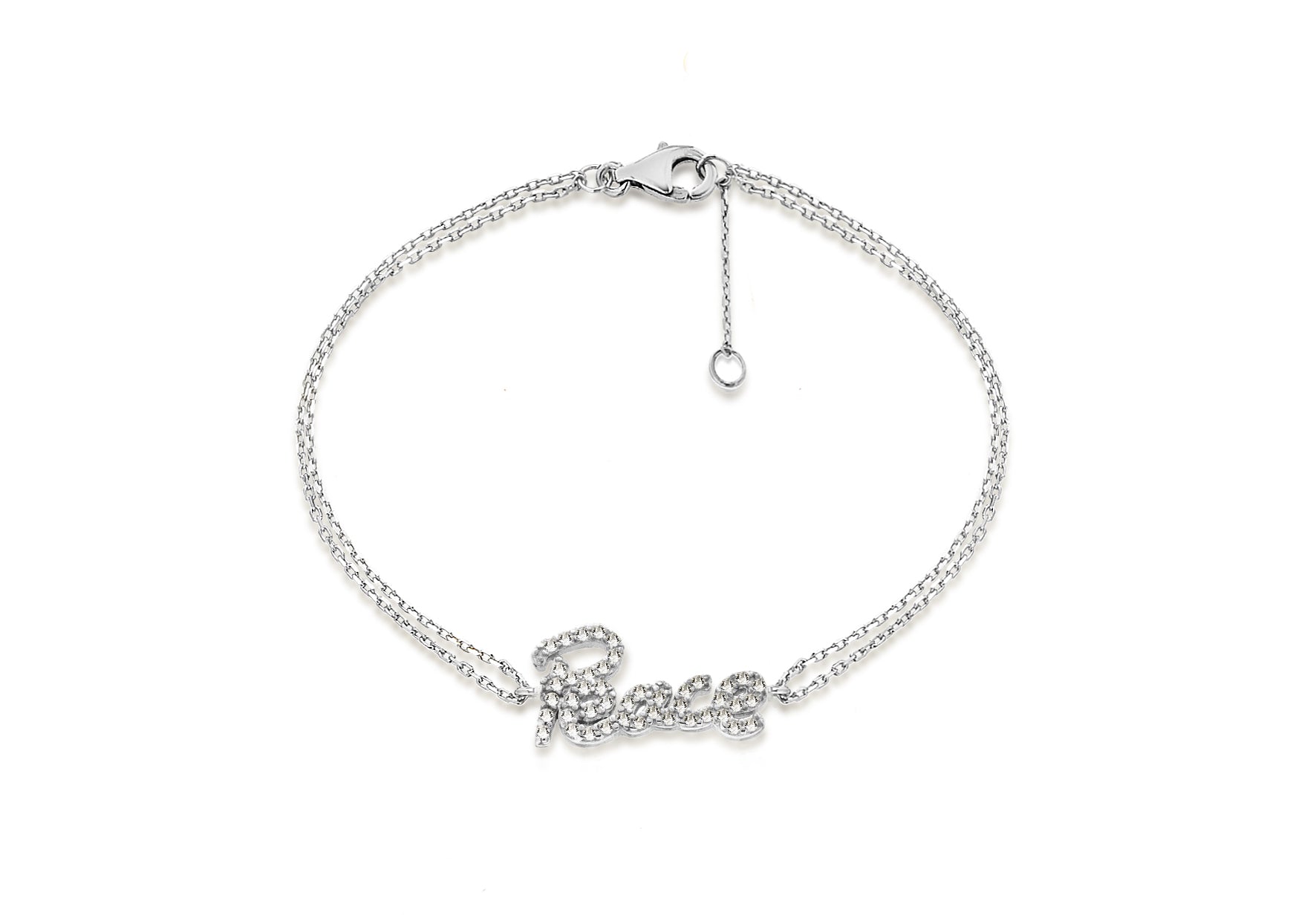 Sterling Silver Zirconia 'Peace' Bracelet