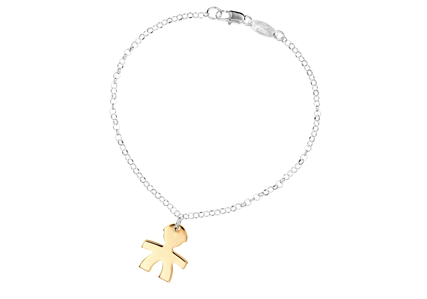 Sterling Silver Rose Gold Plated Boy Charm Belcher Bracelet 18m/7"9