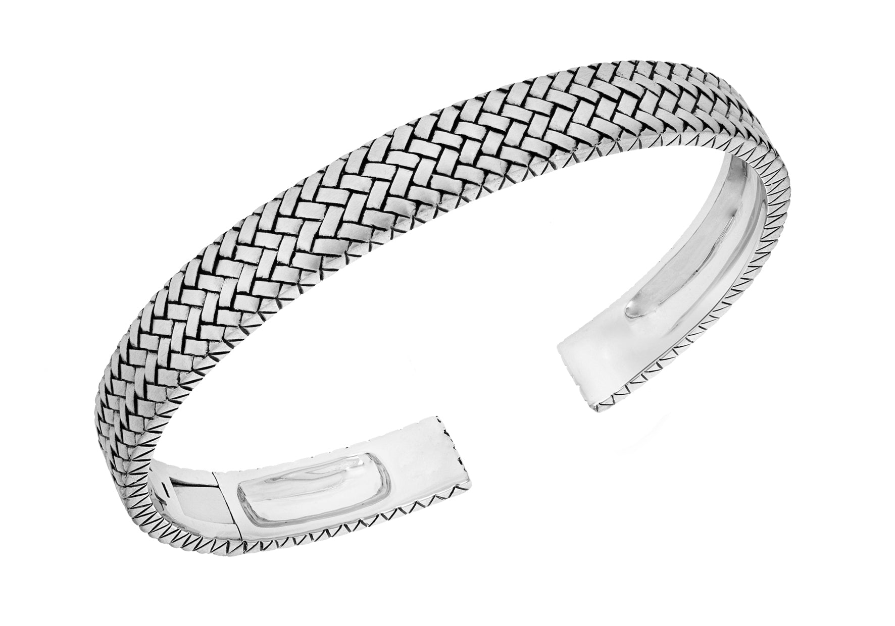 Sterling Silver Oxidised 9.2mm Herringbone Bangle