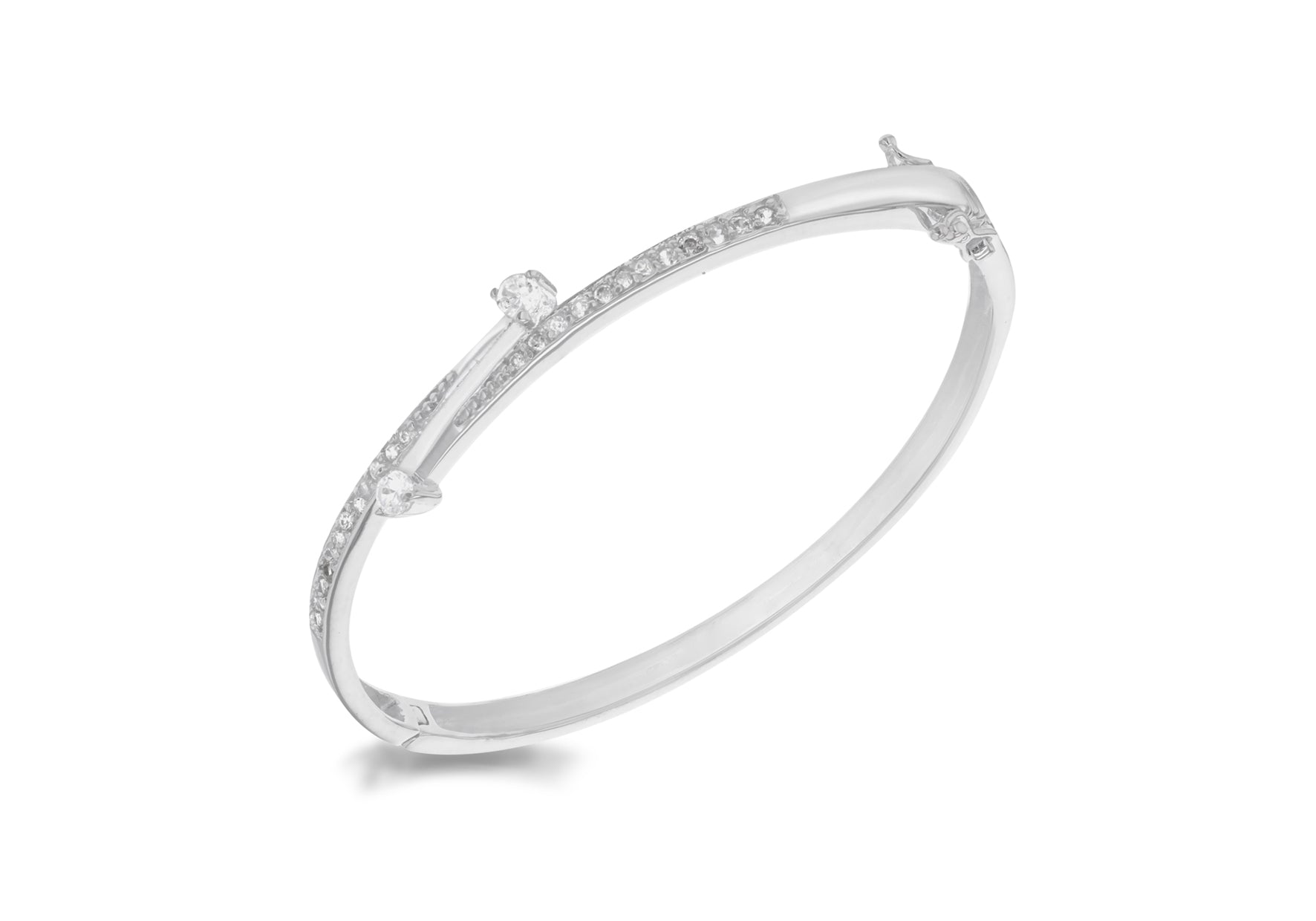 Sterling Silver Zirconia Crossover Bangle