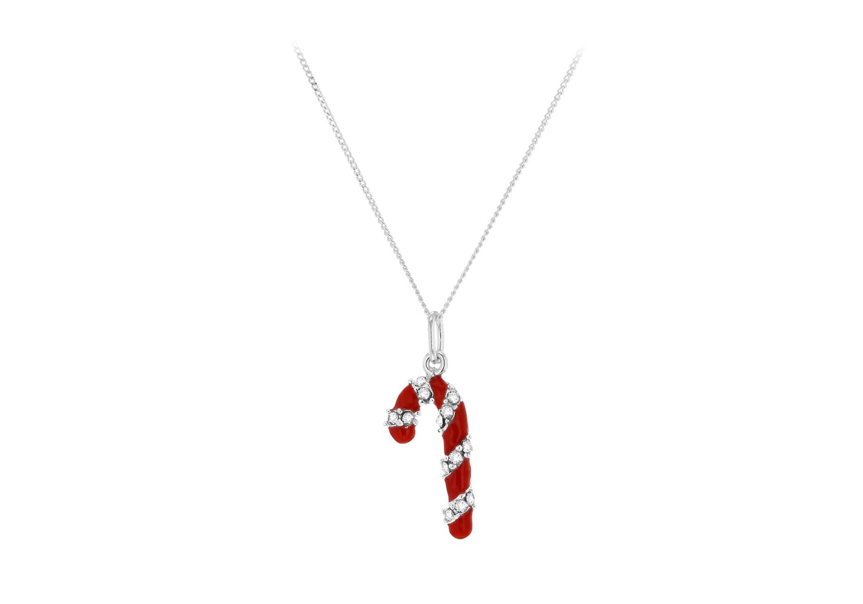 Sterling Silver Enamel Christmas Candy Pendant