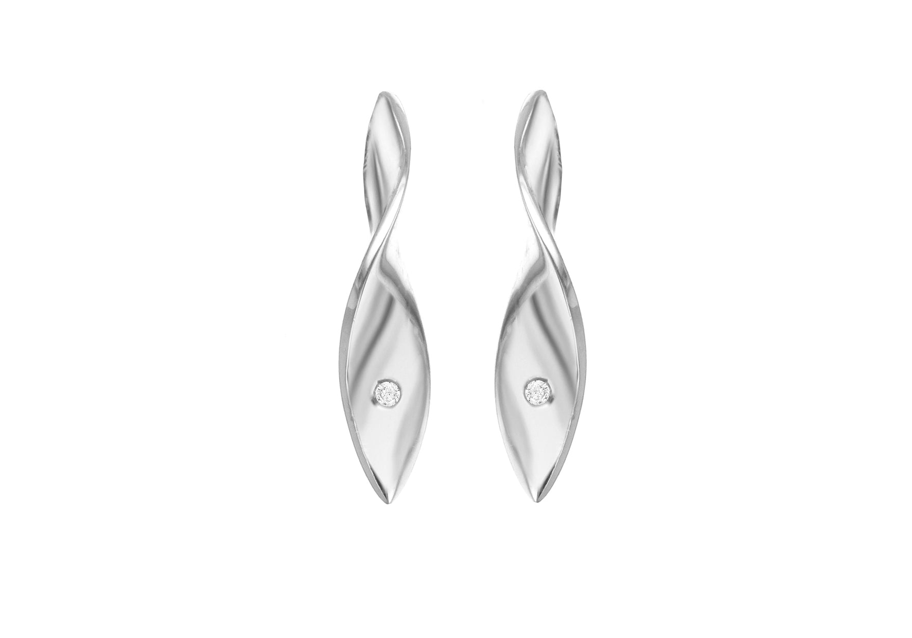 Sterling Silver Zirconia Half Twist Drop Earrings